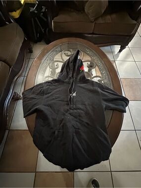 DGK Black Short-Sleeve Hooded Pullover with Red Rose Accent